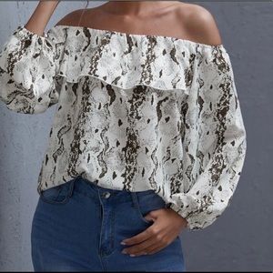 Off Shoulder Snakeskin Top